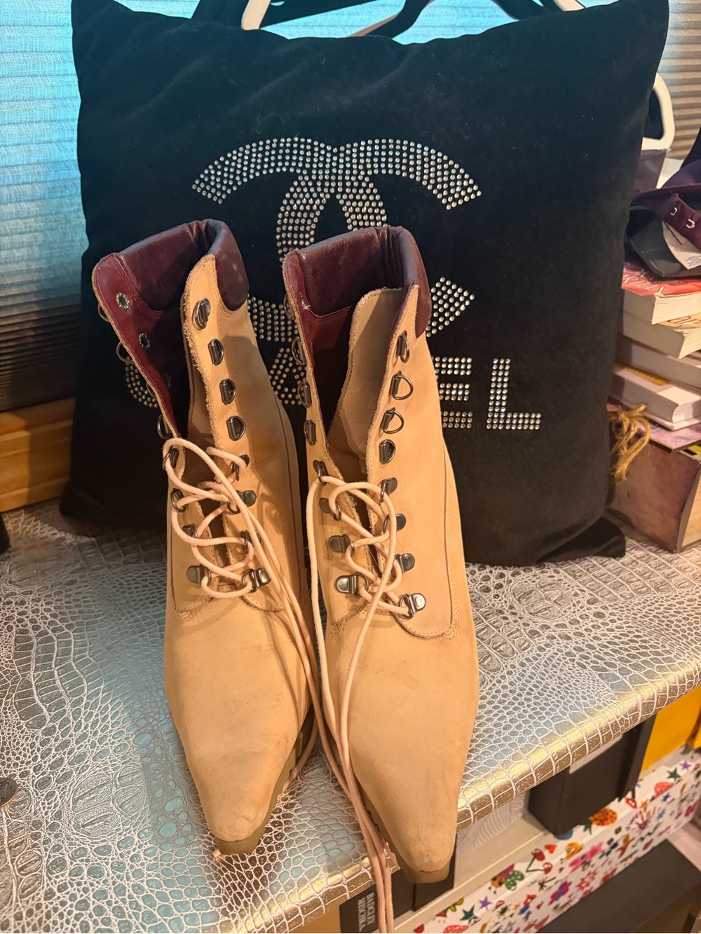 Steve Madden Burgundy Lace-Up Ankle Boots
